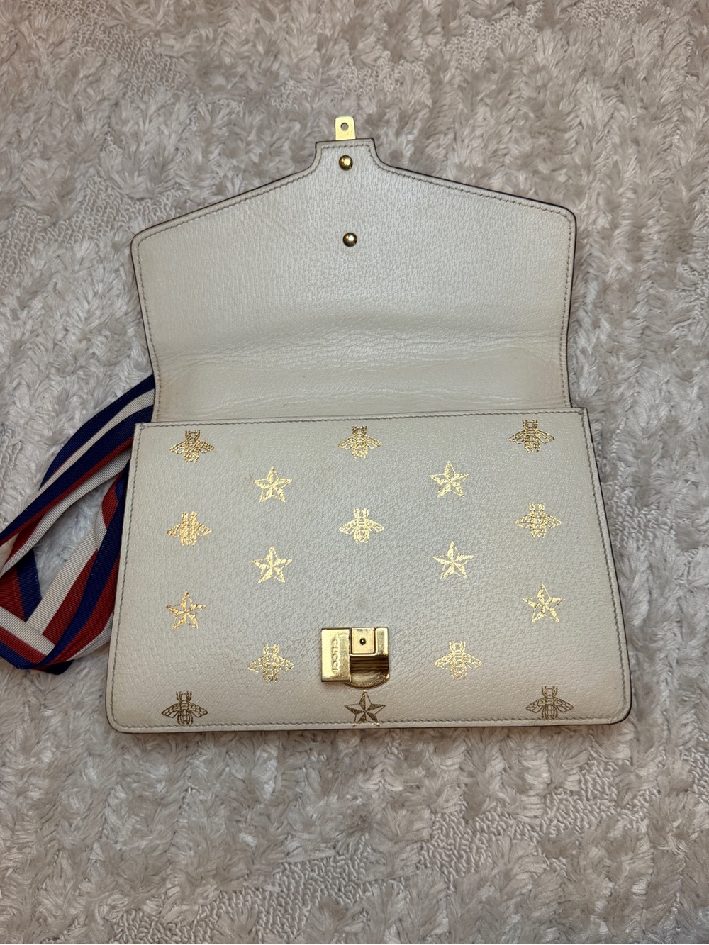 Gucci Sylvie Crossbody with Gold Star & Bee and Red-Blue Stripe strap - Picture 7 of 16